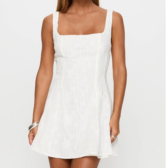 Princess Polly You Can Embroidered Mini Dress White (2) - Picture 2 of 5